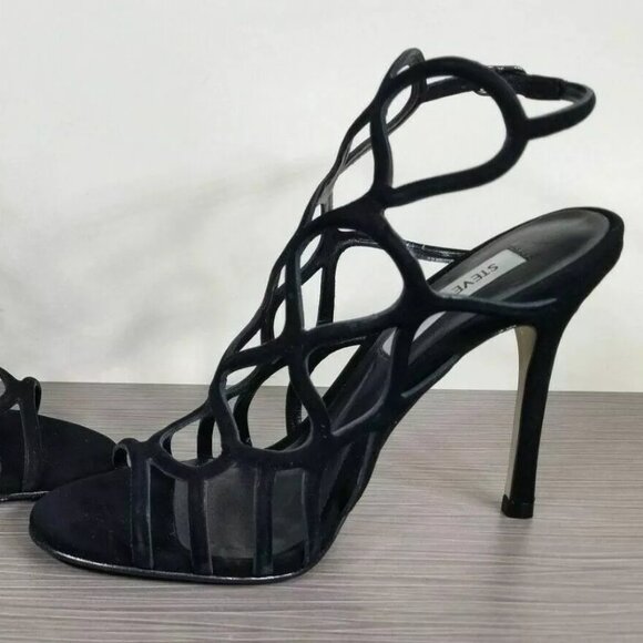 Steve Madden Teagan Sandal, Black Nubuck, Womens Size 6.5 & 7 - Picture 6 of 9